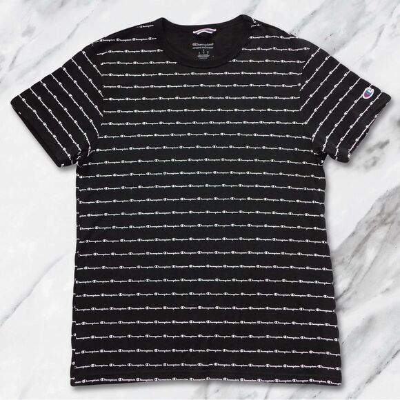 Champion Black Striped Men's T-Shirt - Picture 1 of 7